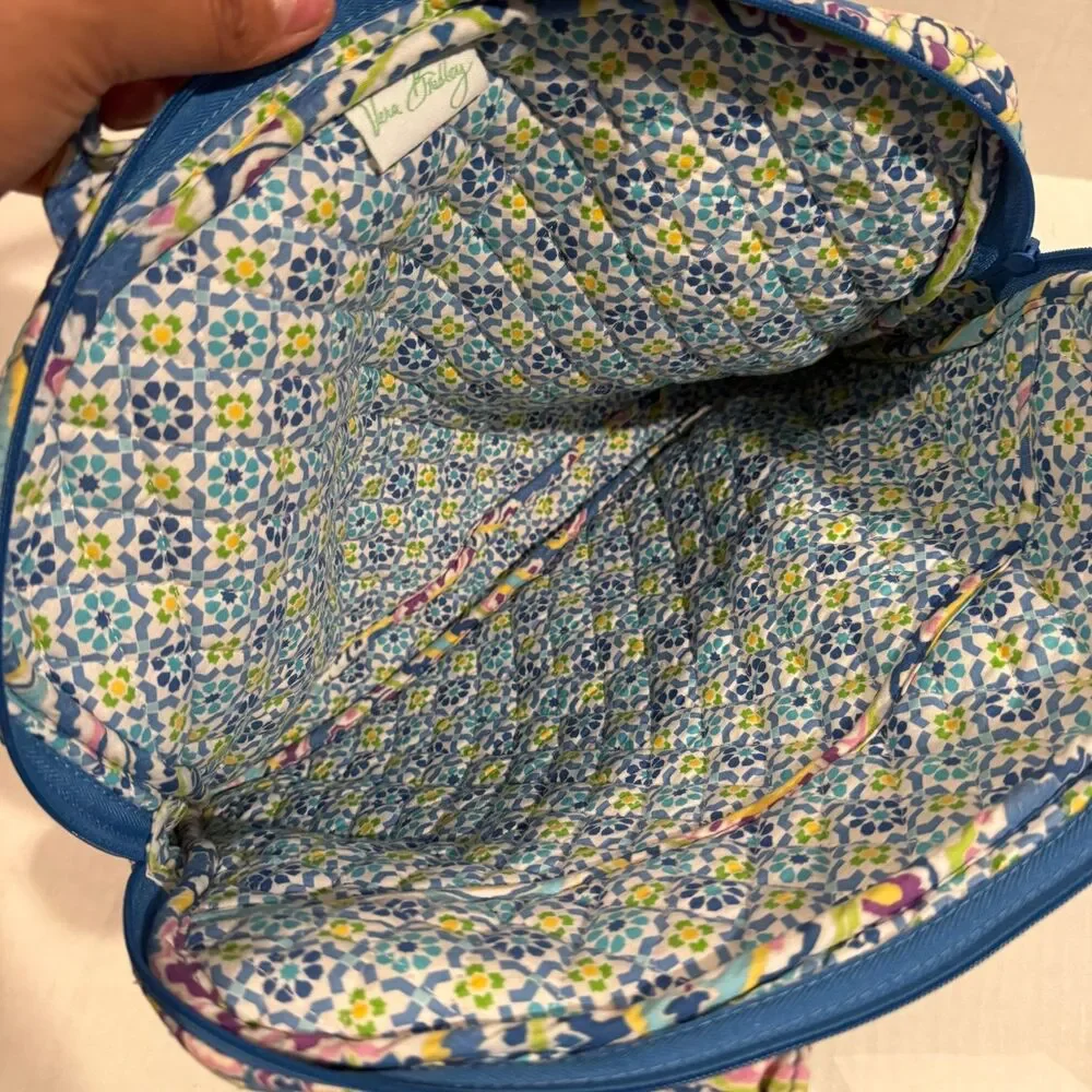 Vintage Vera Bradley Quilted Paisley Blue Zip Top Tote Bag Granola Girl Artsy